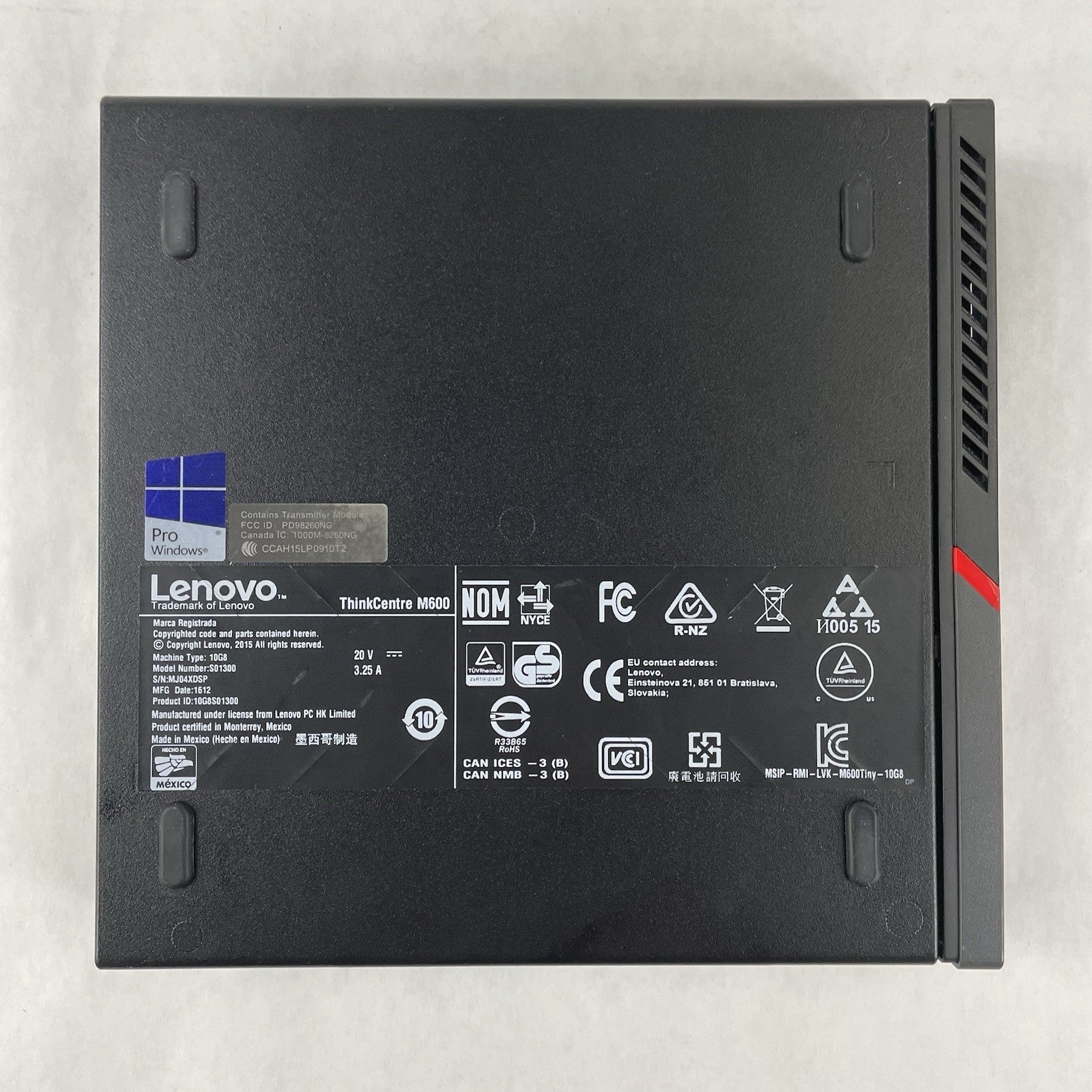Lenovo ThinkCentre M600 Micro Pentium J3710 1.60 GHz 4 GB RAM No SSD/OS7
