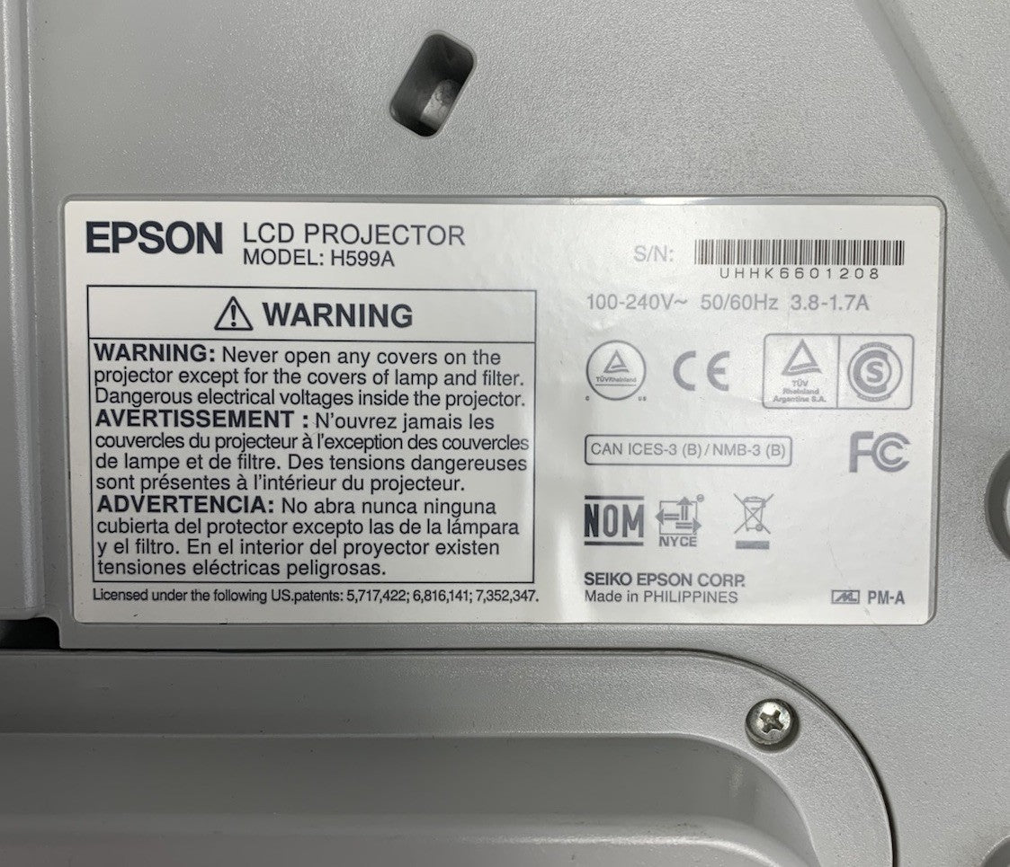Epson BrightLink 595Wi H599A LCD Projector 1876 Lamp Hours - No Remote Loud Fan7