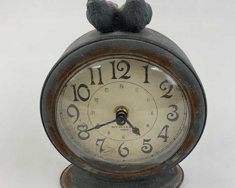 Creative Co-Op Decorative Pewter Mantel Clock  With Bird Accent - Tested