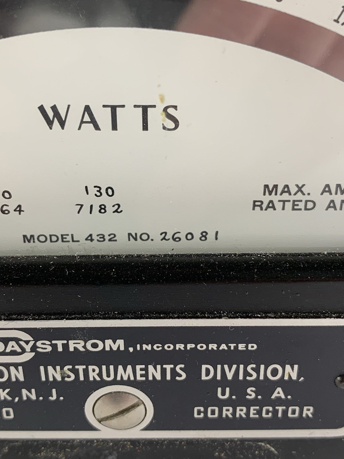 Weston Electric 432 26081 Watts Meter