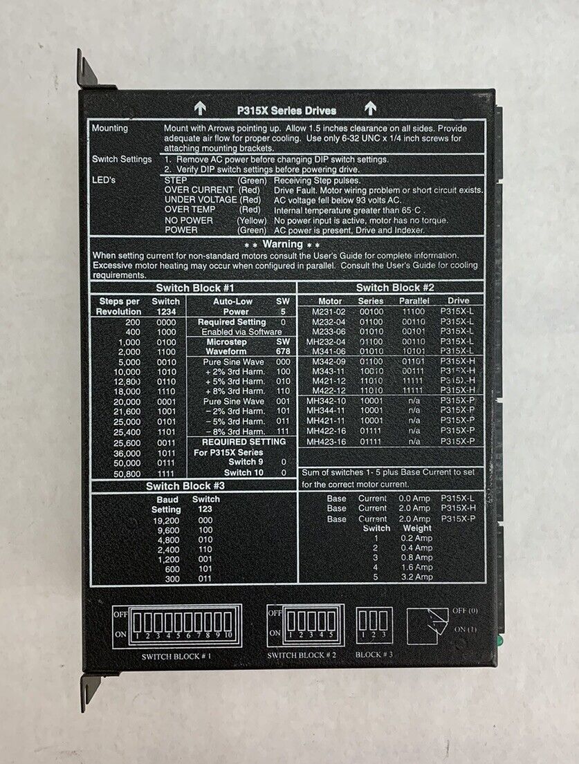 API Controls P315X Power Step Motor Drive Indexer