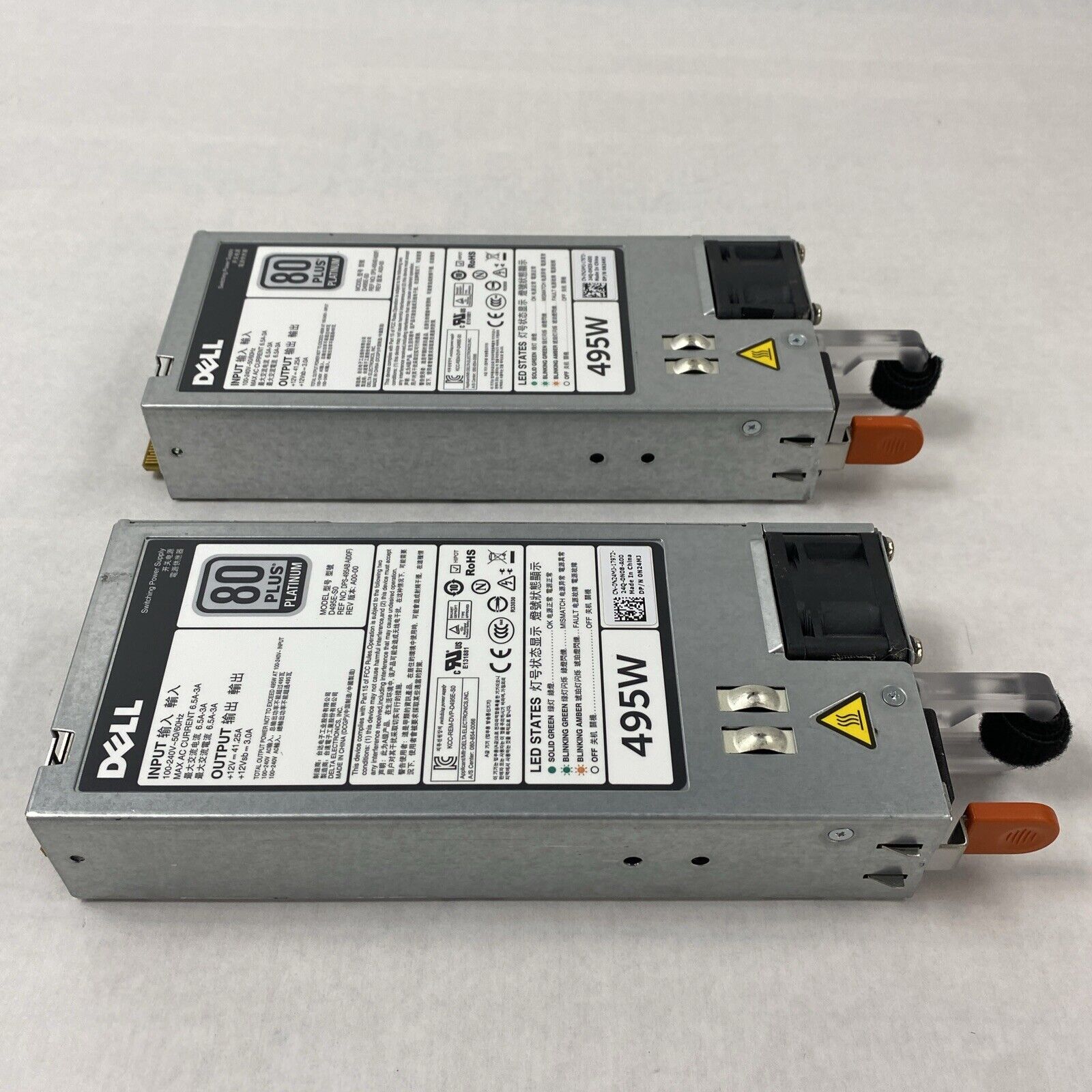 Lot of 2 Dell N24MJ D495E-S0 80 Plus Platinum 495W Power Supply