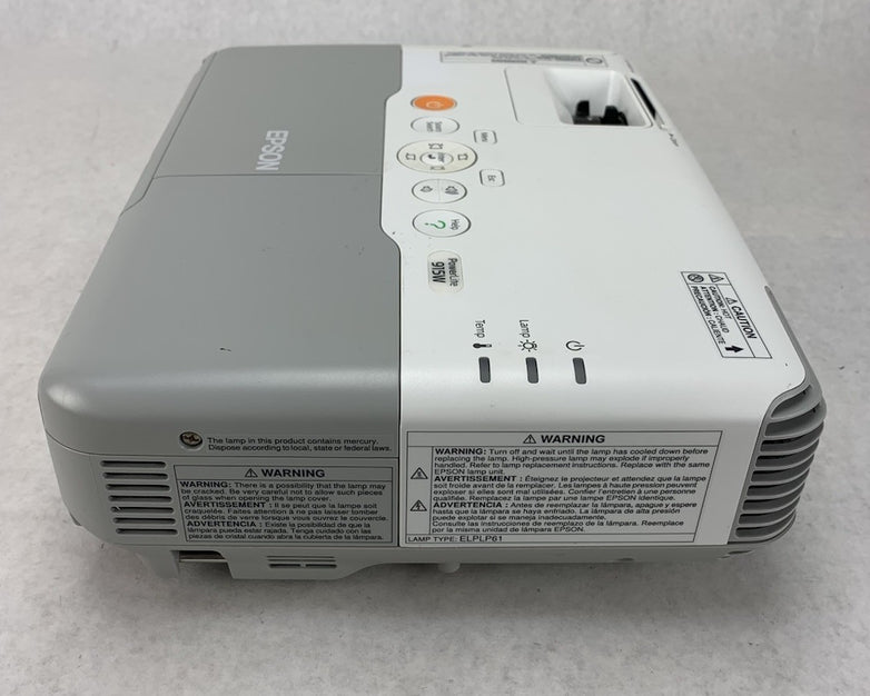 Epson H388A PowerLite 915W Projector 757 Lamp Hours No Remote - Yellow Display