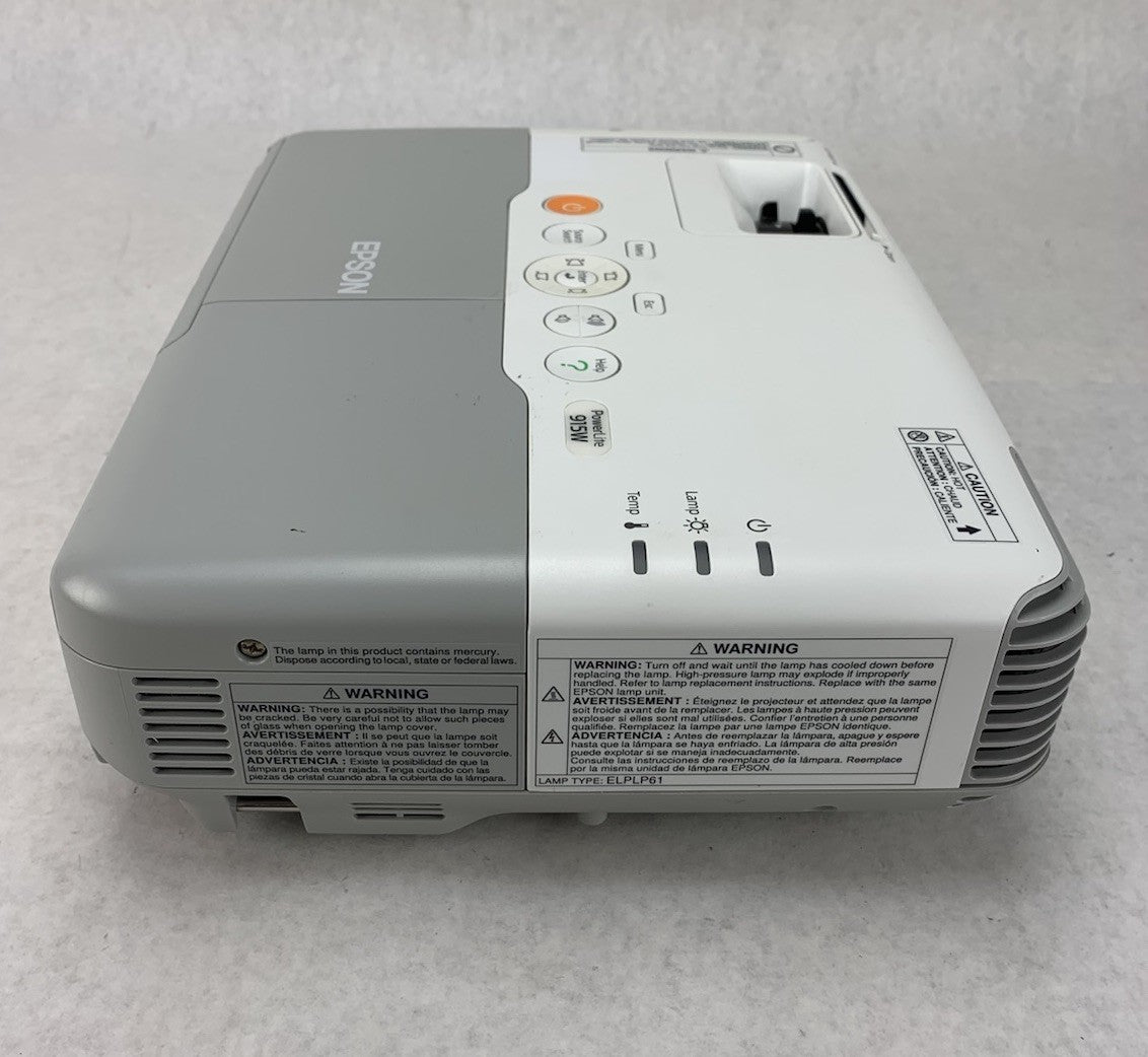 Epson H388A PowerLite 915W Projector 757 Lamp Hours No Remote - Yellow Display5