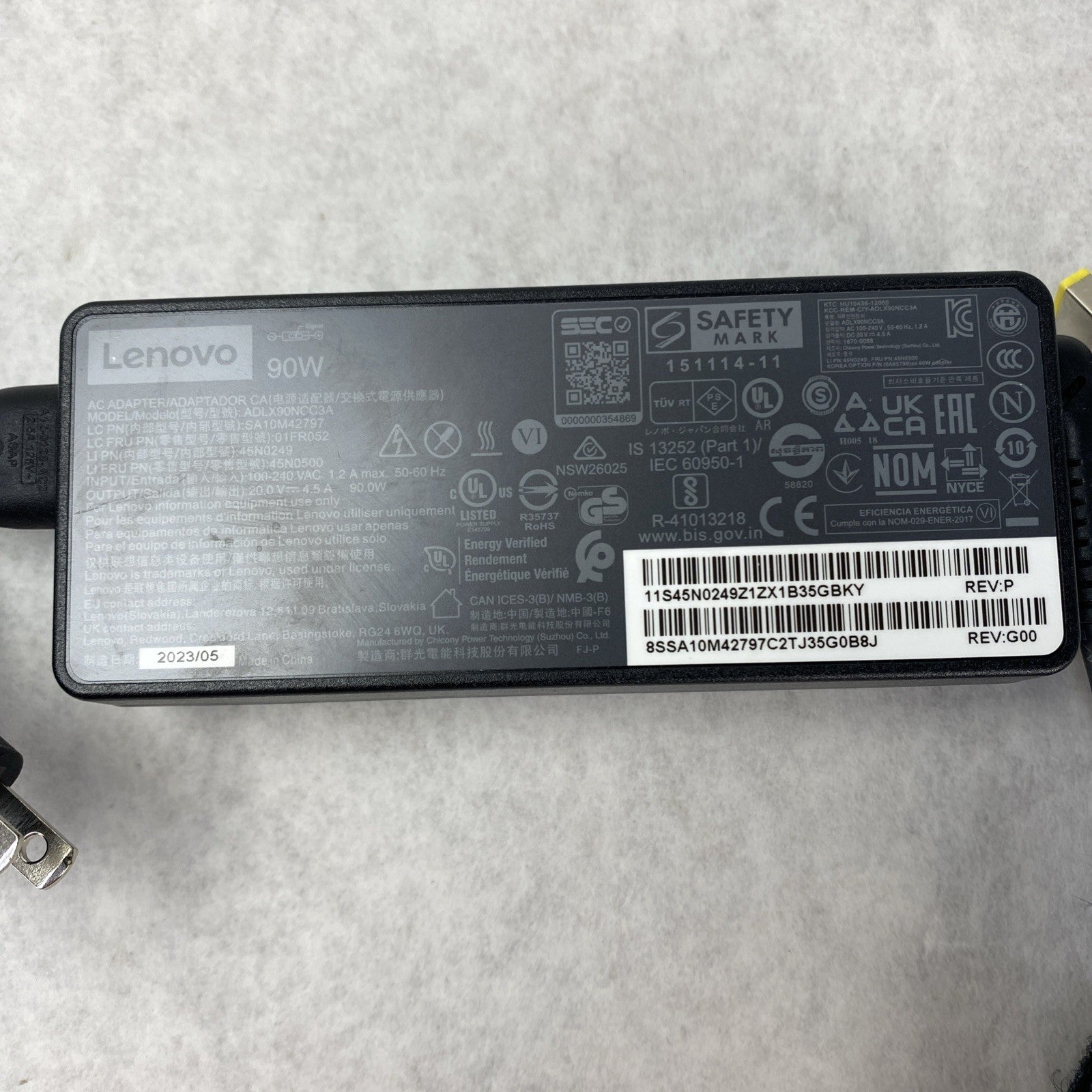 Lenovo ADLX90NCC2A 90W AC Adapter Yellow Tip mix Lot of 5 W/ ADLX90NCC3A3