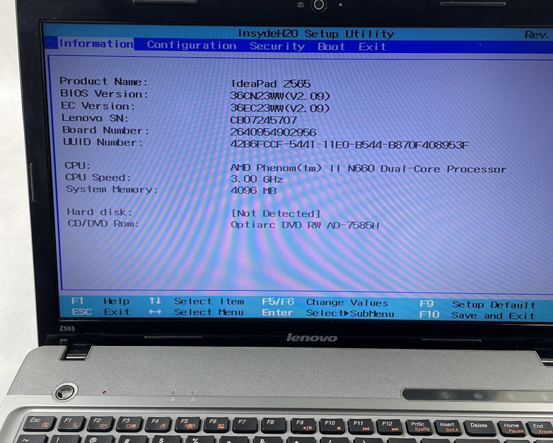 Lenovo IdeaPad Z565 15.6" AMD Phenom 2 N660 3.0GHz 4GB RAM No SSD/OS/AC/Battery