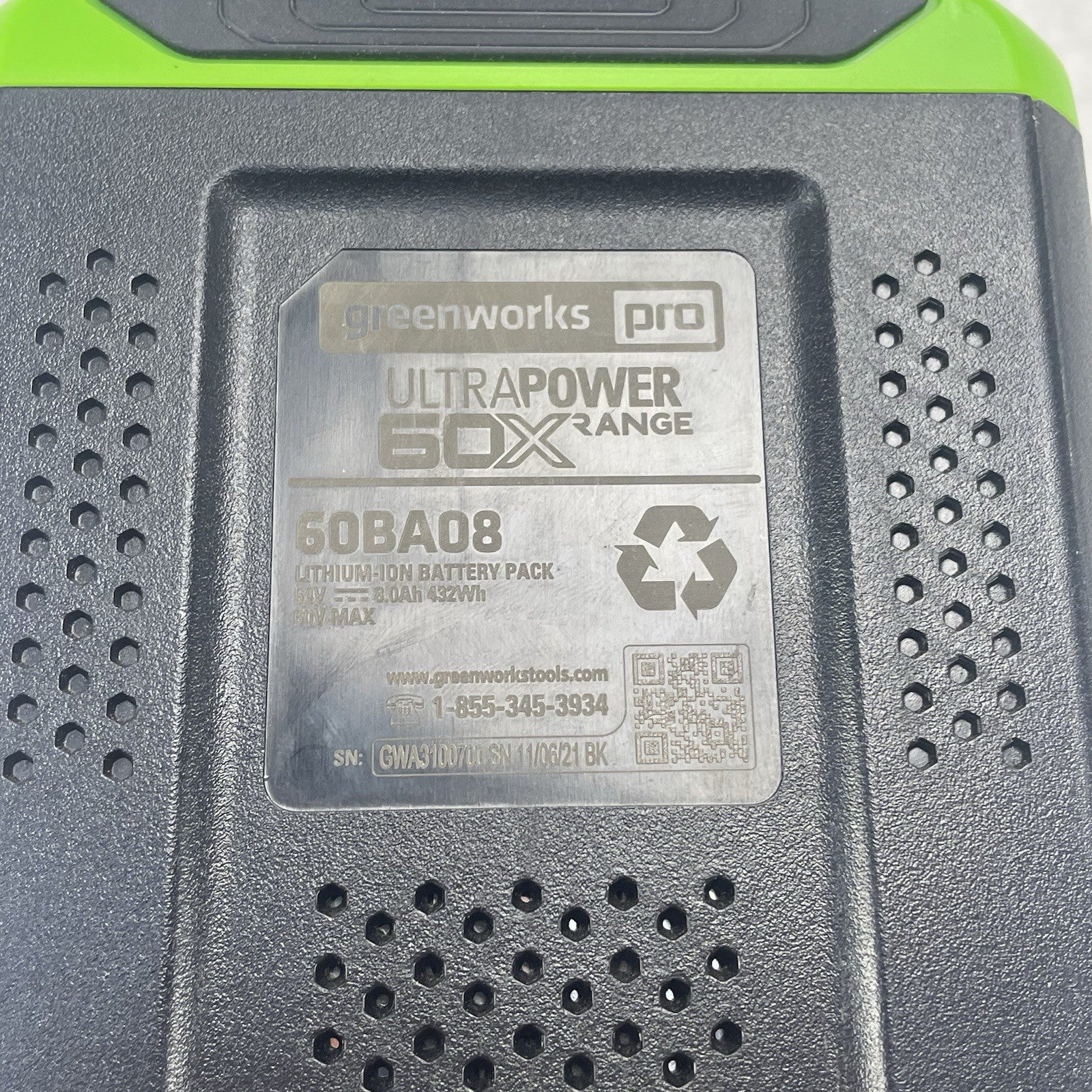 Greenworks Pro 60BA08 Ultrapower 60V 8.0AH Bluetooth Battery Pack7