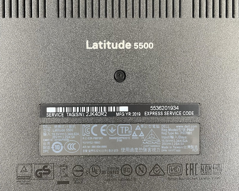 Dell Latitude 5500 15.6" i5-8265U 1.60 GHz 8 GB RAM No SSD/OS/AC