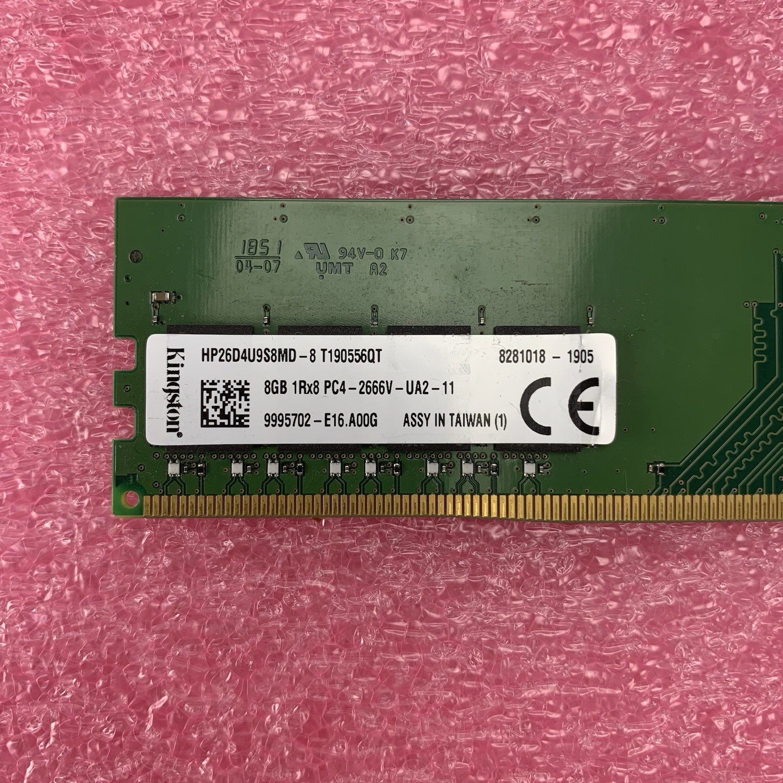 Kingston HP26D4U9S8MD-8 PC4-2666V-UA2-11 8GB 1Rx8 Desktop Memory RAM6