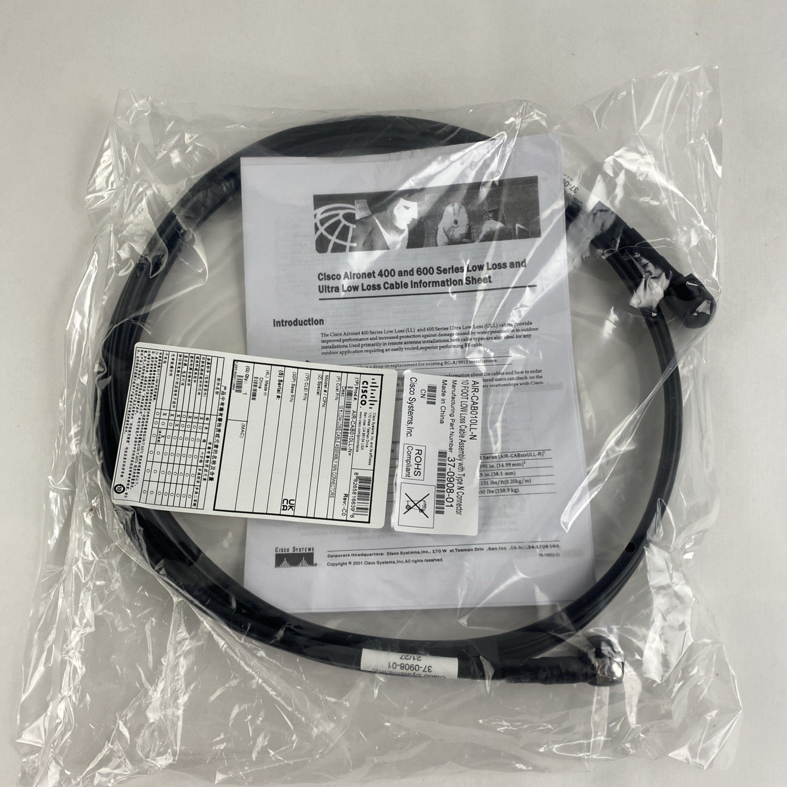 Cisco AIR-CAB010LL-N 10Ft Low Loss and Ultra Low Loss Cable Open Box Sealed1