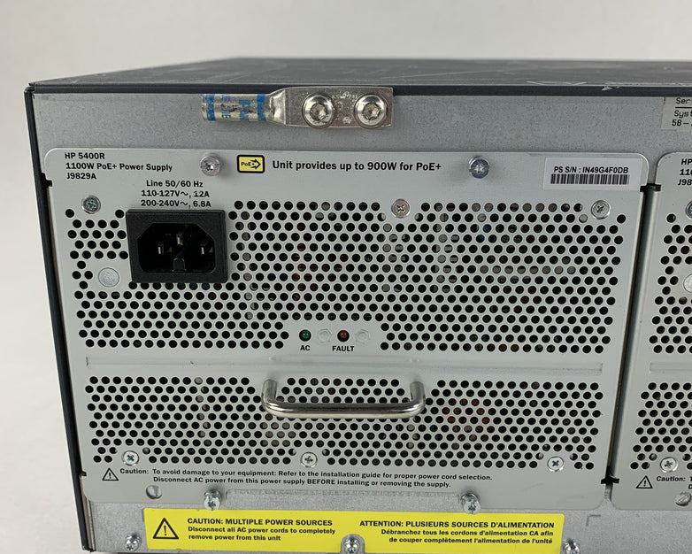 HP J9850A Aruba 5406 ZL2 Switch Chassis NO Modules 2x Power Supply Power Tested
