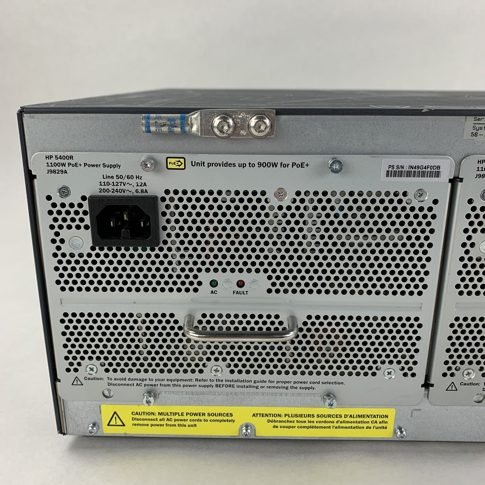 HP J9850A Aruba 5406 ZL2 Switch Chassis NO Modules 2x Power Supply Power Tested