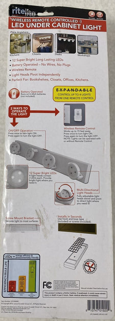 Rite Lite LPL704WRC White Battery Powered LED Strip Light NOS