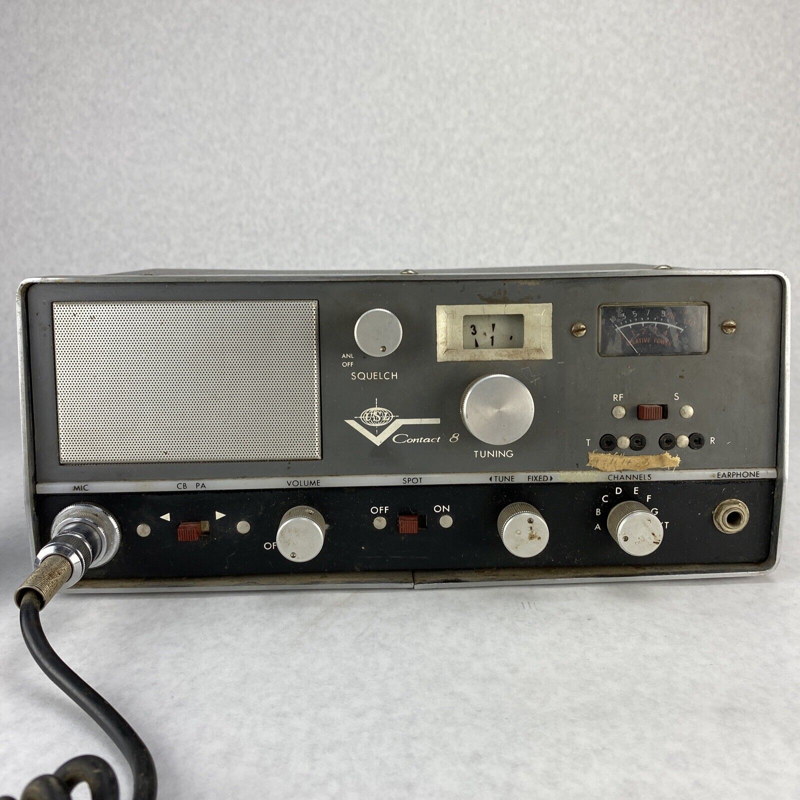 USL Contact 8 Vintage 23-Channel CB Transceiver Radio w/ Mic & Power Cord