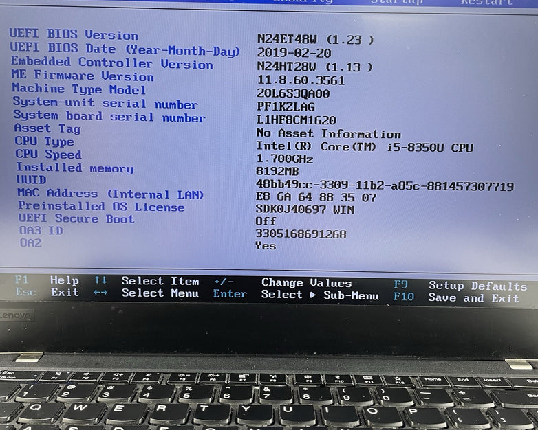 Lenovo ThinkPad T480 14" i5-8350U 1.70 GHz 8 GB RAM No SSD/OS/AC - READ