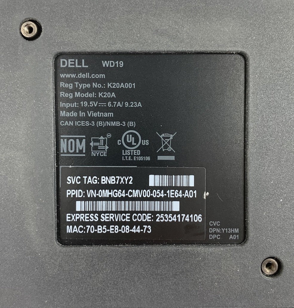Dell WD19 K20A USB-C Thunderbolt Docking Station No AC Adapter10