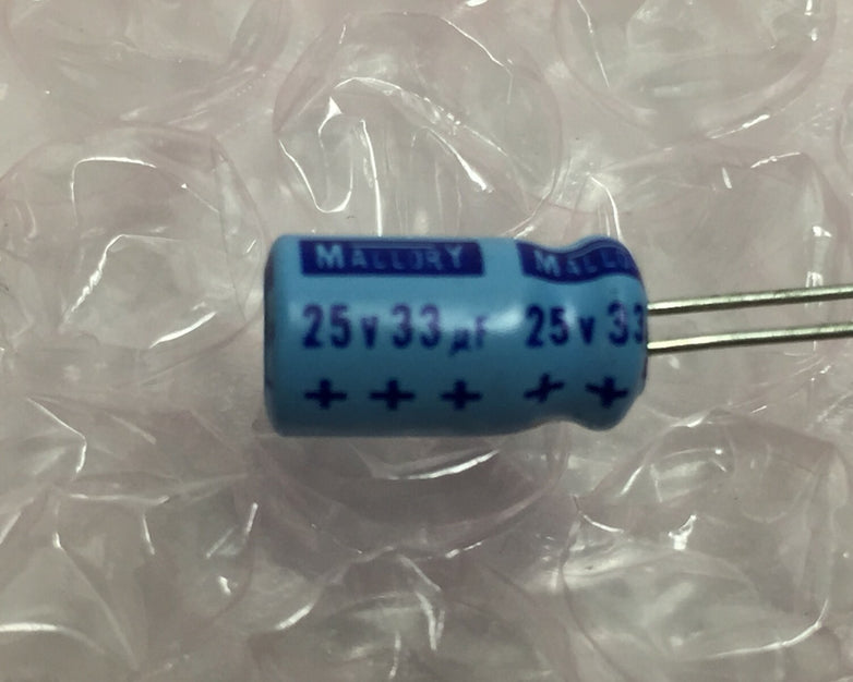 NOS  Mallory 33uF 25v Capacitor   Lot of 33