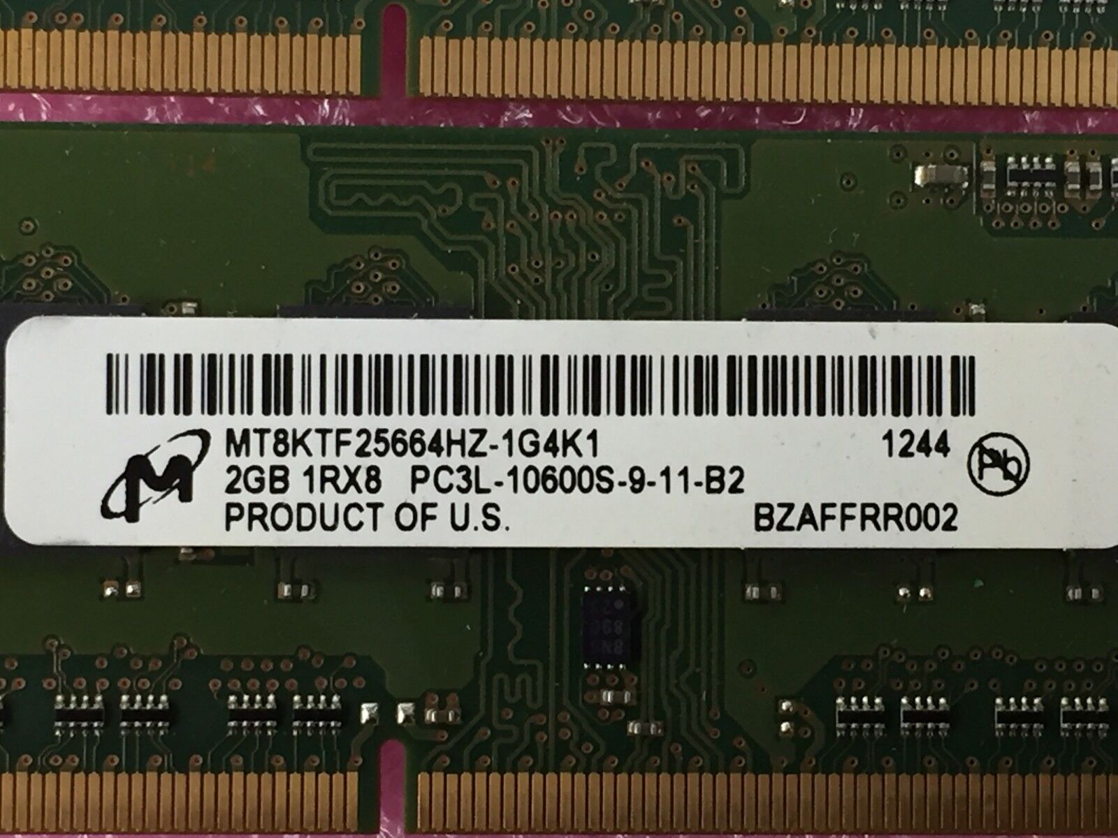 4GB Kit (2x 2GB) PC3L-10600S-9-11-B2 Micron MT8KTF25664HZ-1G4K1