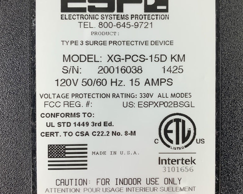 ESP XG-PCS-15D KM 120V 15A Surge Protector