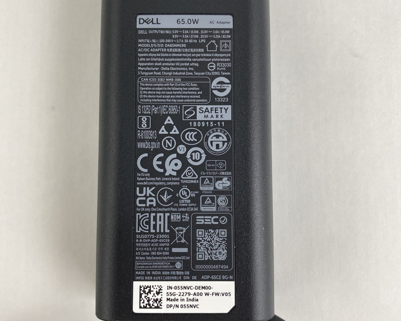 Dell DA65NM190 65W USB-C AC Adapter No Power Cord Mix Lot of 2 w/ LA65NM190
