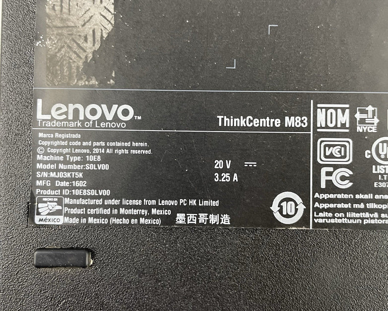 Lenovo ThinkCentre M83 Micro i5-4570T 2.90 GHz 8 GB RAM No SSD/OS/AC
