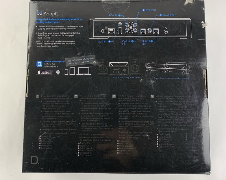 Definitive Technology W Adapt Pre-Amp Wireless Music Adapter - Untested