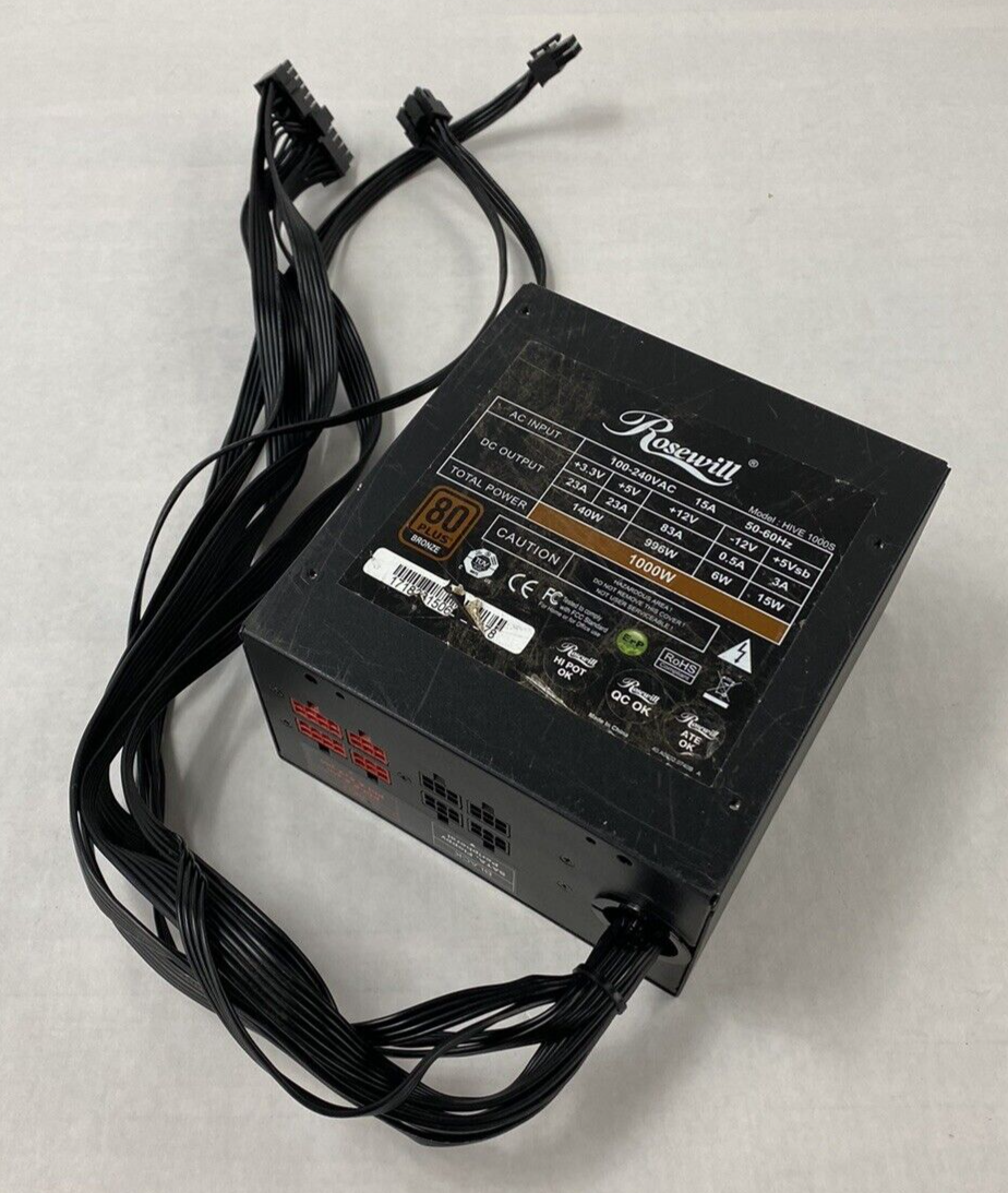Rosewill HIVE-1000S 80 Plus Bronze Semi Modular Power Supply with Cables Tested