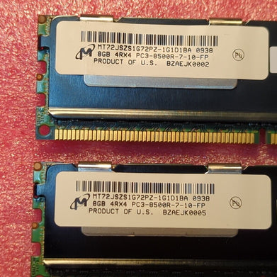 2x8GB 16GB Kit Micron DDR3 4Rx4 PC3-8500R Server Memory DIMM MT72JSZS1G72PZ