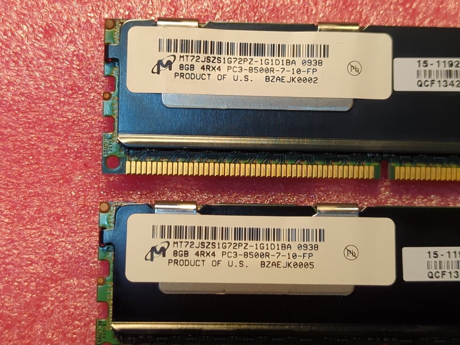 2x8GB 16GB Kit Micron DDR3 4Rx4 PC3-8500R Server Memory DIMM MT72JSZS1G72PZ