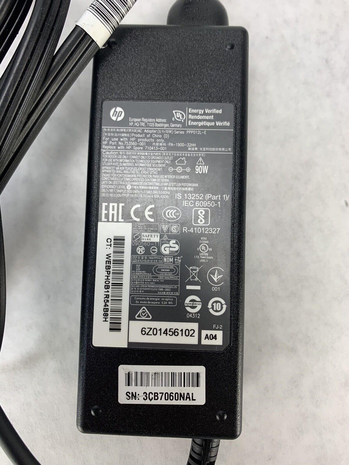 Power Supply AC Adapter Charging Cable 753560-001 710413-001 PA-1900-32HH PPP012