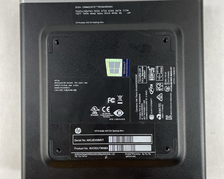 HP ProDesk 405 G4 Micro Mini AMD Ryzen 5 Pro 2400GE 3.20GHz 8GB RAM No SSD/OS/AC