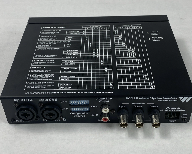 Williams Sound MOD 232 Two Channel Infrared System Modulator Untested