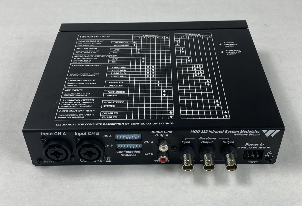 Williams Sound MOD 232 Two Channel Infrared System Modulator Untested
