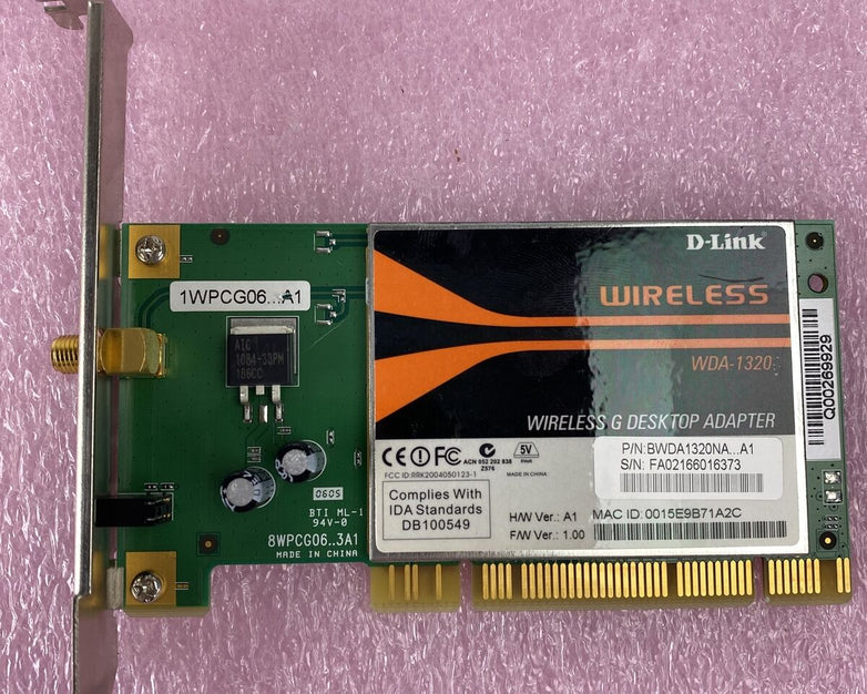 D-Link WDA-1320 Wireless G Desktop Adapter 54Mb/s RP-SMA PCI Card (Lot of 3)