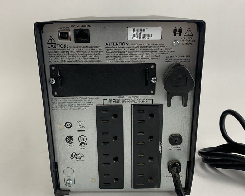 APC SMT1000 Smart-UPS 1000  Uninterrupted Power Supply No Battery