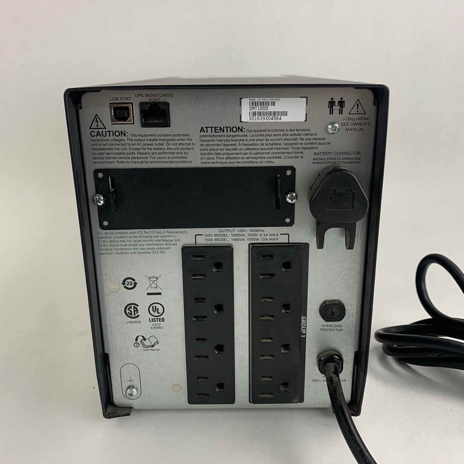 APC SMT1000 Smart-UPS 1000  Uninterrupted Power Supply No Battery3
