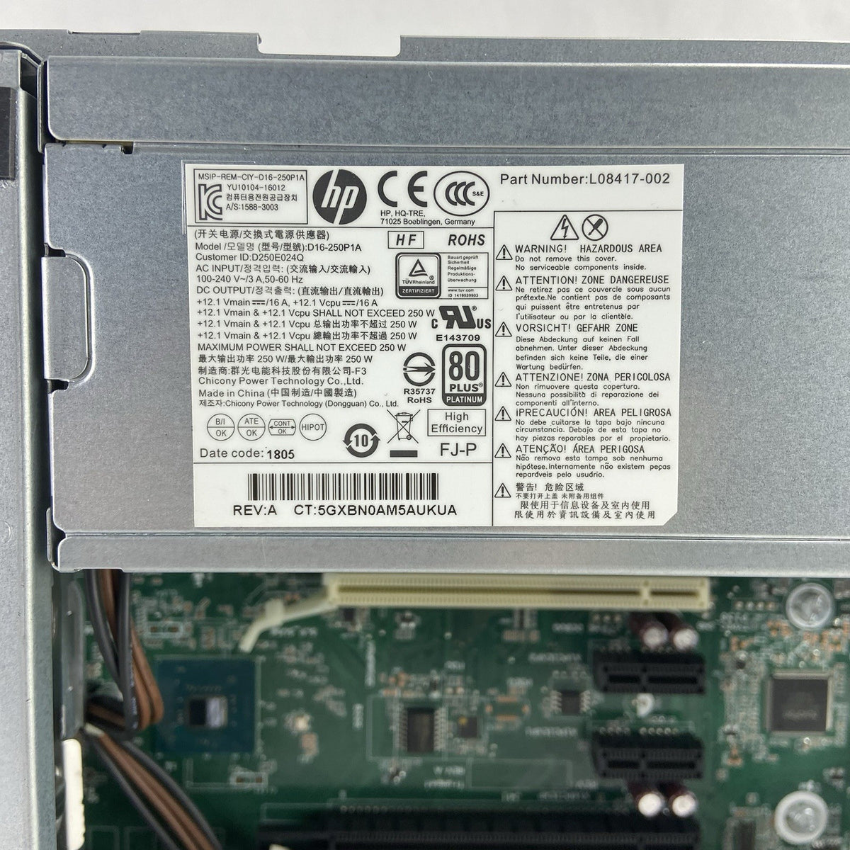 HP EliteDesk 800 G4 SFF Intel Core i5-8500 3GHz 16GB RAM No HDD/OS Bad M.210