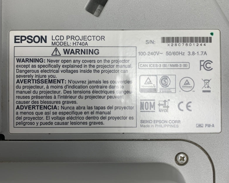 Epson PowerLite 695Wi H740A LCD Lamp Projector 4643 Lamp Hours - No Remote
