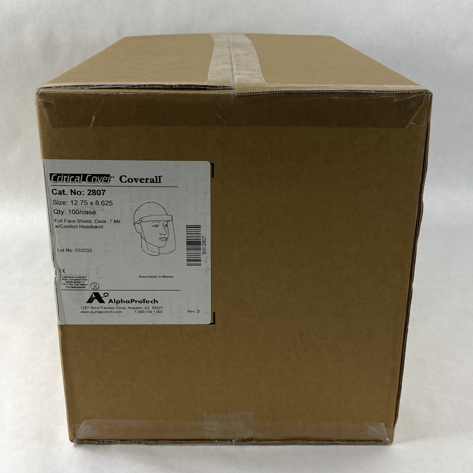 Alpha Protech Critical Cover Coverall 2807 Full Face Shields Clear - Case of 1001