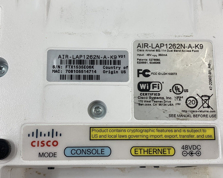 Cisco Aironet AIR-LAP1262N-A-K9 Wireless Gigabit Access Point