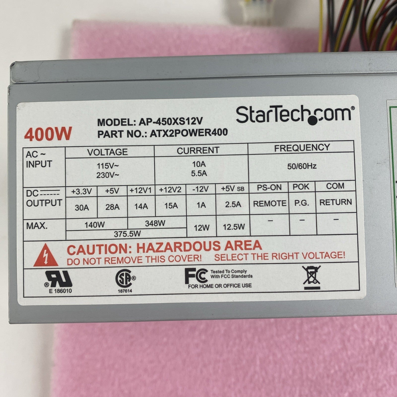 Startech AP-450XS12V ATX2PW400PRO Power Supply5