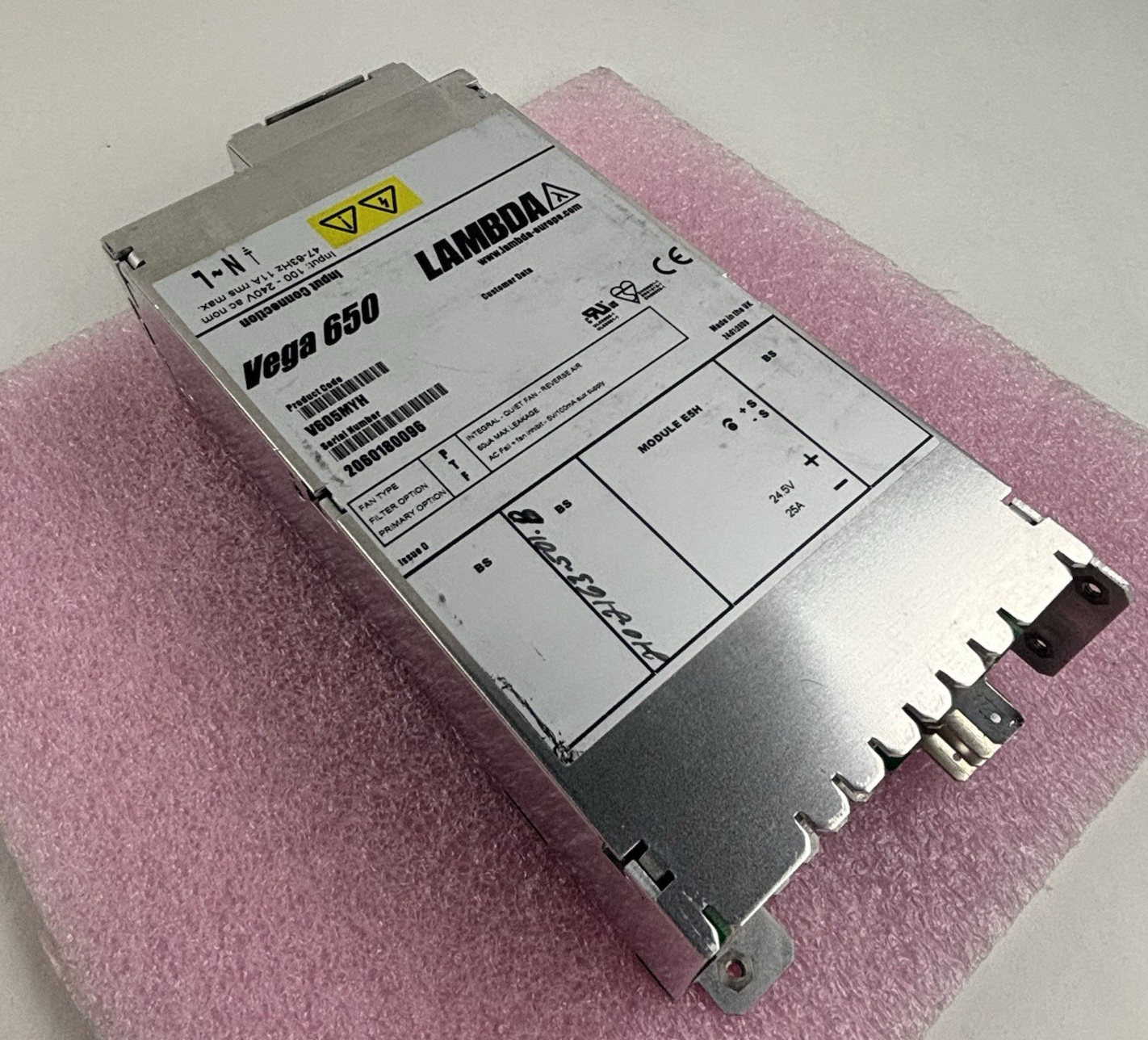 Lambda V605MYH Vega 650 Power Supply 24.5V 25A Untested