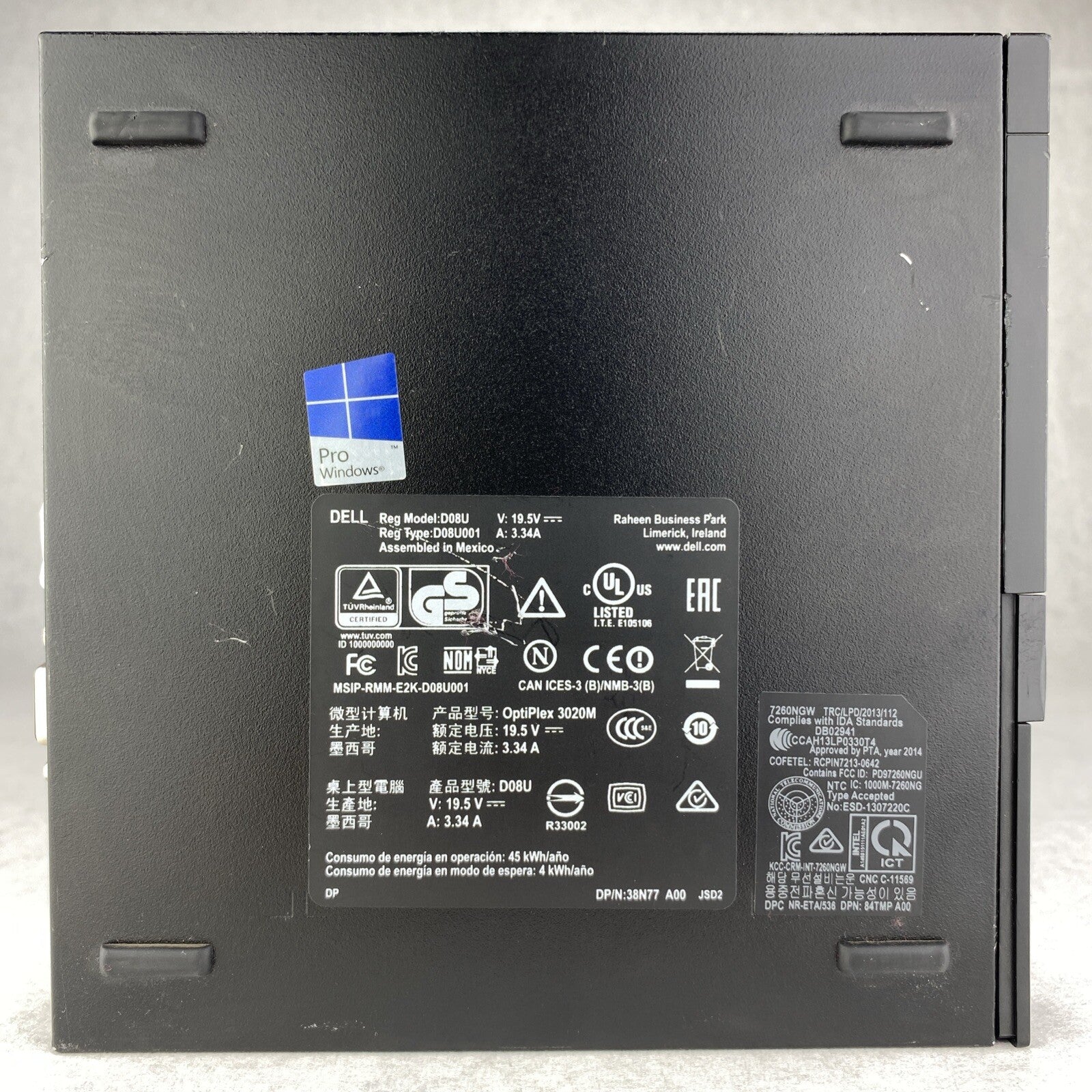 Dell OptiPlex 3020M Intel Core i3-4160T 3.10GHz 4GB RAM WiFi No AC No HDD OS