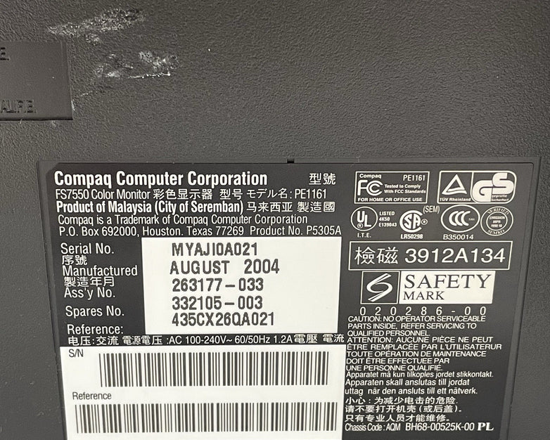Compaq FS7550 17" CRT Computer Monitor Tested