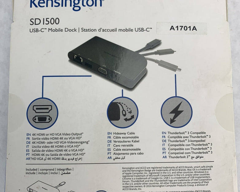 Kensington SD 1500 USB-C Mobile Dock Station 4k