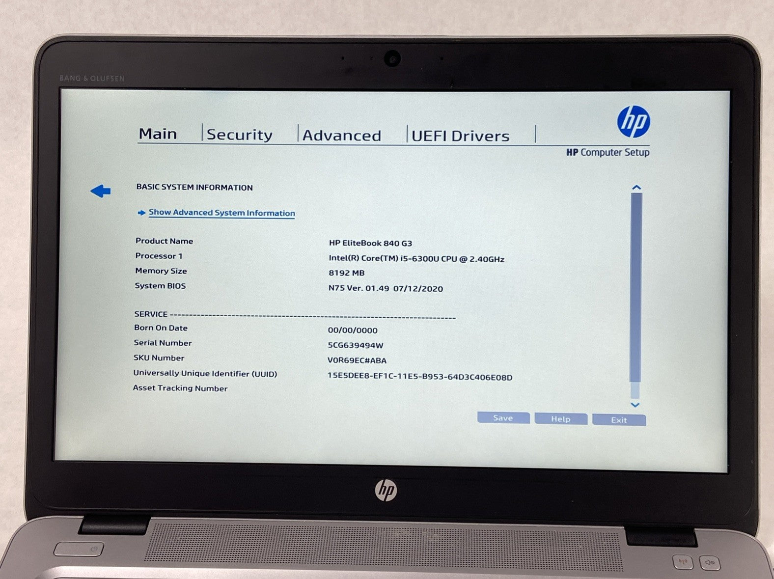 HP EliteBook 840 G3 Core i5-6300U 2.4 GHz 8GB RAM 14" No Battery No HDD No OS