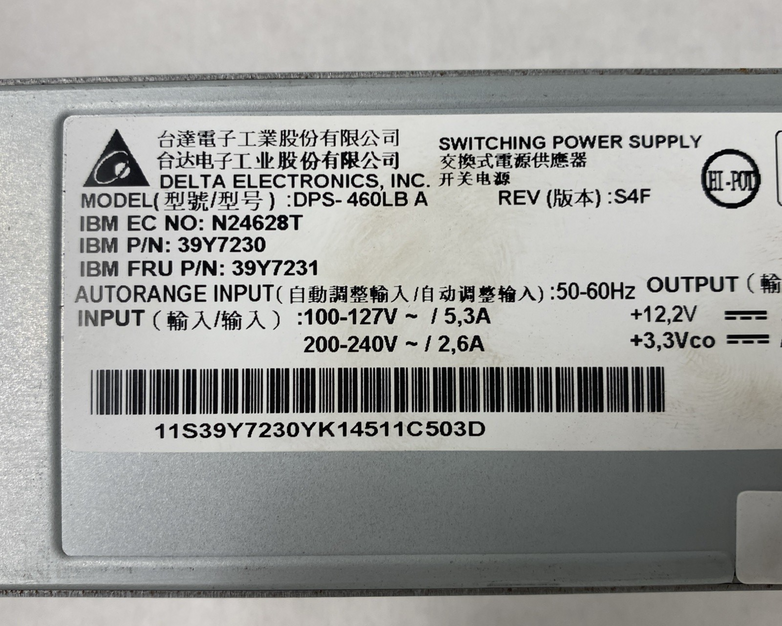 Delta Electronics DPS460LB A IBM P/N: 39Y7230 460W Switching Power Supply