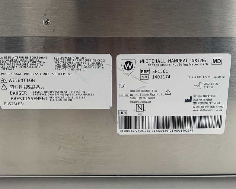 Forma-Splint SP1501 Whitehall Thermal Moulding Water Bath No Outlet w/ Lids