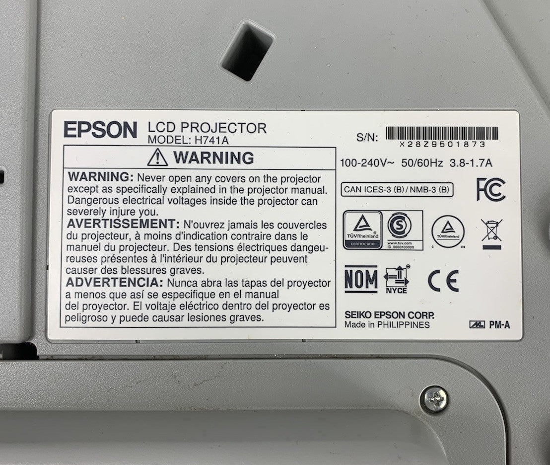 Epson H741A BrightLink 685Wi LCD Projector 4617 Lamp Hours