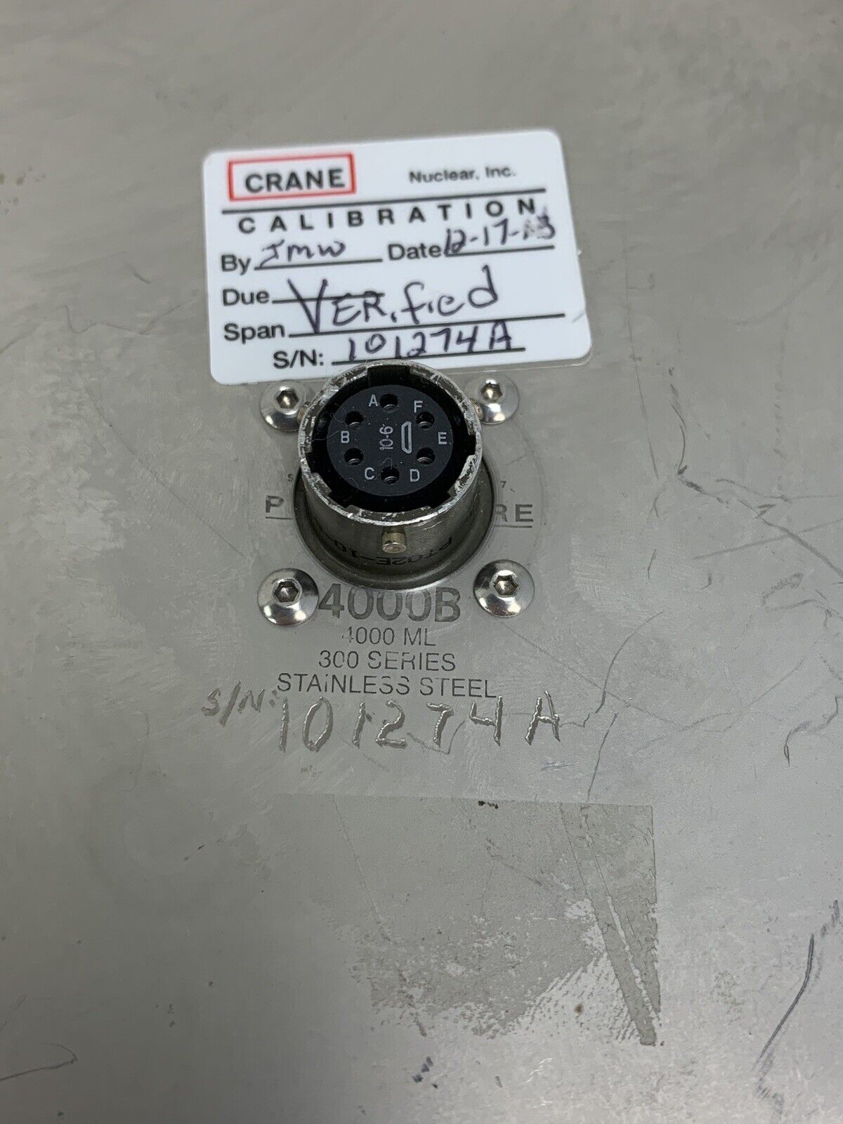 Crane Nuclear Calibration Polar Ware 4000B 100ML 300 Series PT02E-10-6S Untested